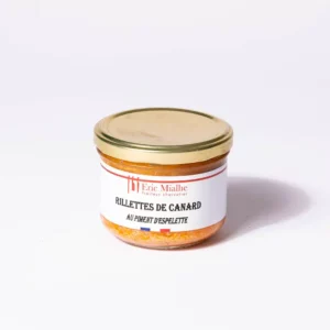 Rillettes de canard au piment d'Espelette par Eric Mialhe, boucherie à Langogne, Lozère.